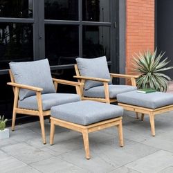 BRAND NEW 4 Pieces 100% FSC Certified Teak Wood Arm Sofa Seating Set
