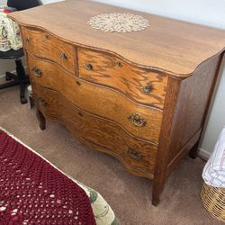 Antique Oak Dresser With Mirror 