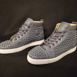 Christian Louboutin Limited Release High Flat Grey & White Spike Size 45.5/12.5