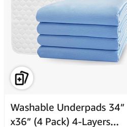 Reusable Incontinence Bed Pads (4 Packs), washable bed pad, Heavy Absorbency (4-Layer) Waterproof Bed Pads 18"X24", nonslip & Skin-friendly, Multi-sce