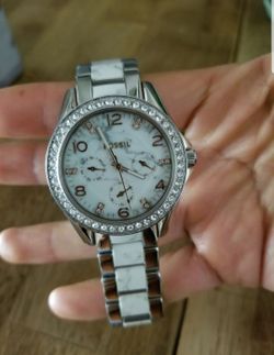 Marble white fossil watch