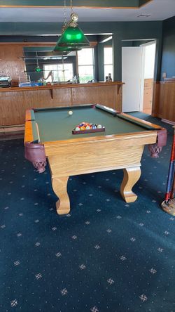 Pool Table Slate, Solid Oak with Elegant curved leg