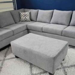 Brand new! Artisanal 2pc Full Length Heather Grey Sectional