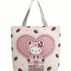 Hello Kitty Canvas Large Tote Bag Purse 