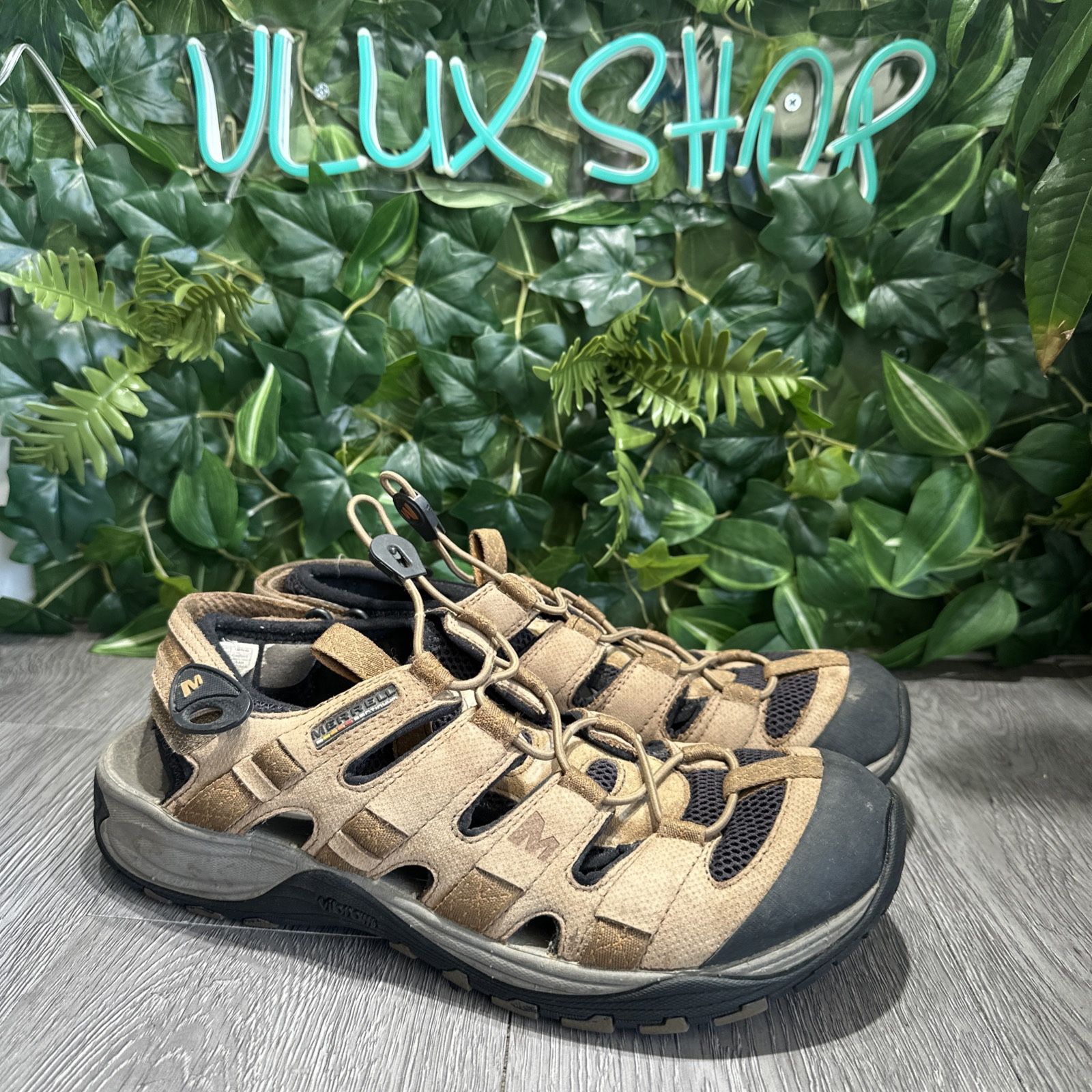Merrell Leather Saugatuck Kangaroo Hiking Sandals Light  display picture 2