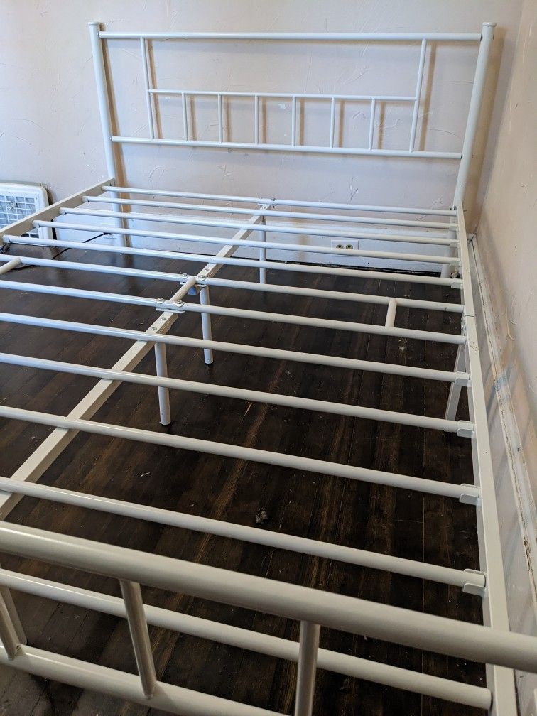 Cute White Metal Full Bed Frame