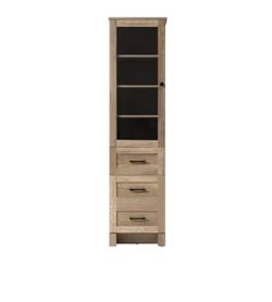 TIMELESS HOME 16 in. W x 18 in. D x 65 in. H Beige Freestanding Linen Cabinet
