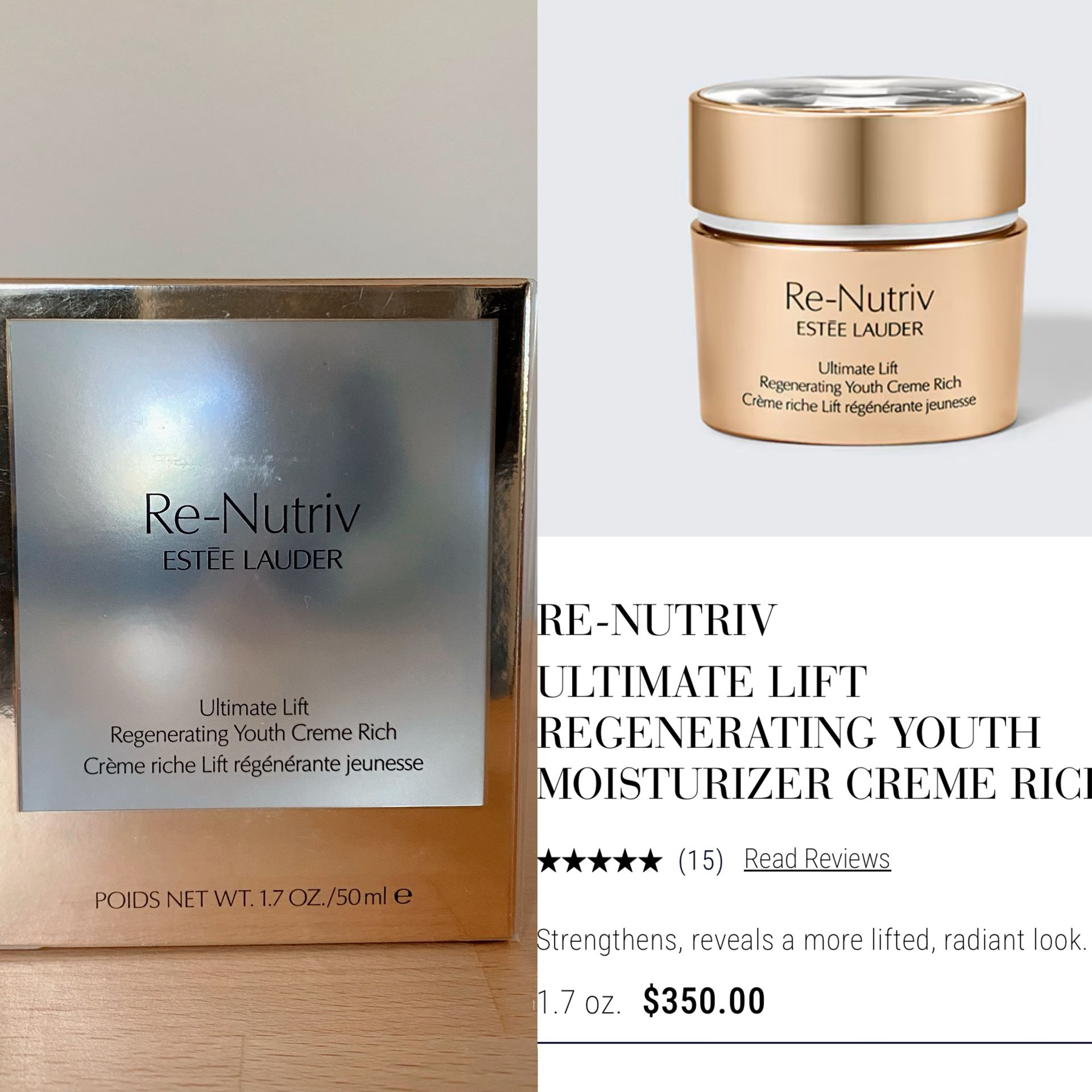 Estee Lauder Re-Nutriv Ultimate Lift 50ml - Regenerating Youth Creme Rich