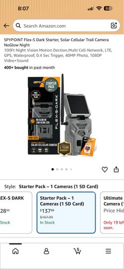 SPYPOINT Flex-S Dark Solar Cellular Trail Camera Starter Pack