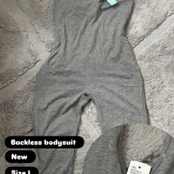 Women Grey Backless Bodysuit 