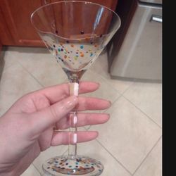 Set Of 4 Martini Glasses, Confetti Pattern 
