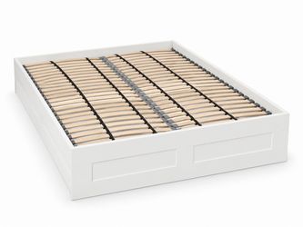 IKEA BRIMNES Bed frame with storage, white/Lonset, Queen