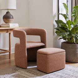 Atria Tawny Brown Accent Chair & Ottoman