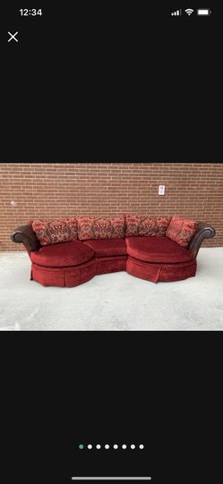 Beautiful $12k Custom Leather & Silk Fabric Sectional Sofa Set Sofa Couch With Ottoman And Matching Pillows 