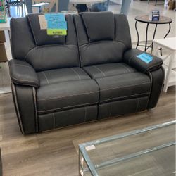 Gray Leather Power Reclining Sofa
