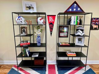 Pair of metal bookcases