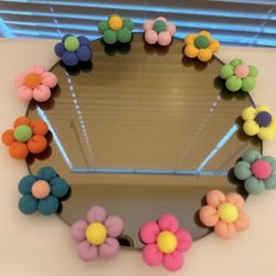 Wall Mirror With Homemade Flowers 
