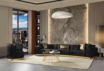 Luxurious Black Velvet 3 Piece Sectional