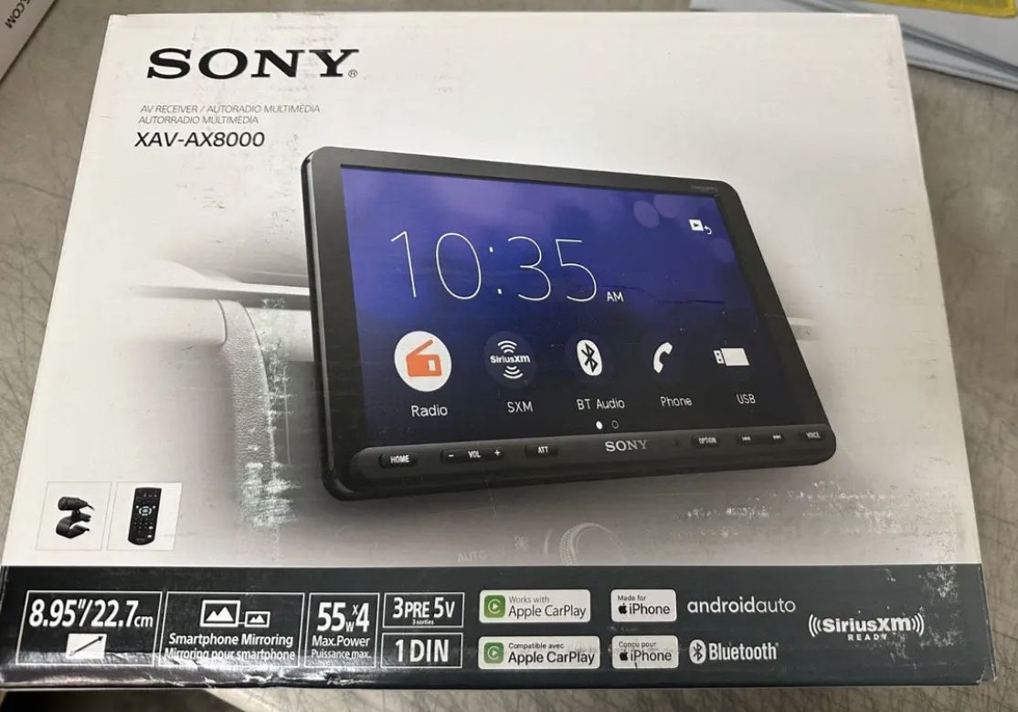Sony XAV-AX8000 1DIN chassis 8.95” floating LCD screen with Apple Car Play, Android Auto, Media Receiver with Bluetooth !!Firm price!!