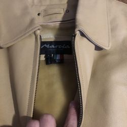 Beige Leather Jacket Size L