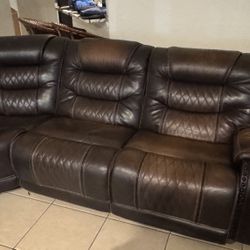 Leather Sectional Couch - Huge - Recliners - USB And power 