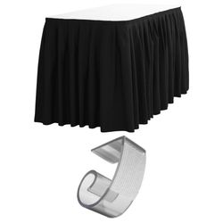 14ft black pleated table skirt and velcro clip set for vending and shows