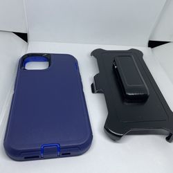 For IPhone 13 Blue Hard Case Cover With Belt Clíp Holster