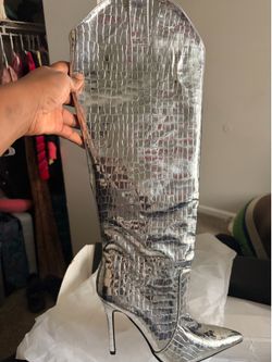 Sexy Metallic Silver Boot