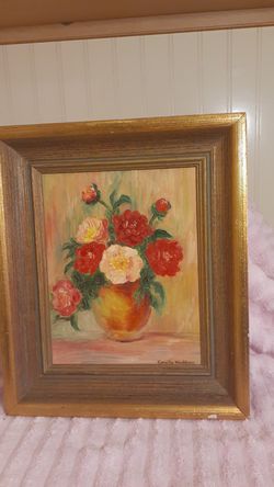 Vintage 1964 Still Life Painting Entitled: Peonies 8×10