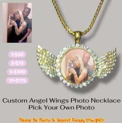 Custom Angel Wings Photo Necklace