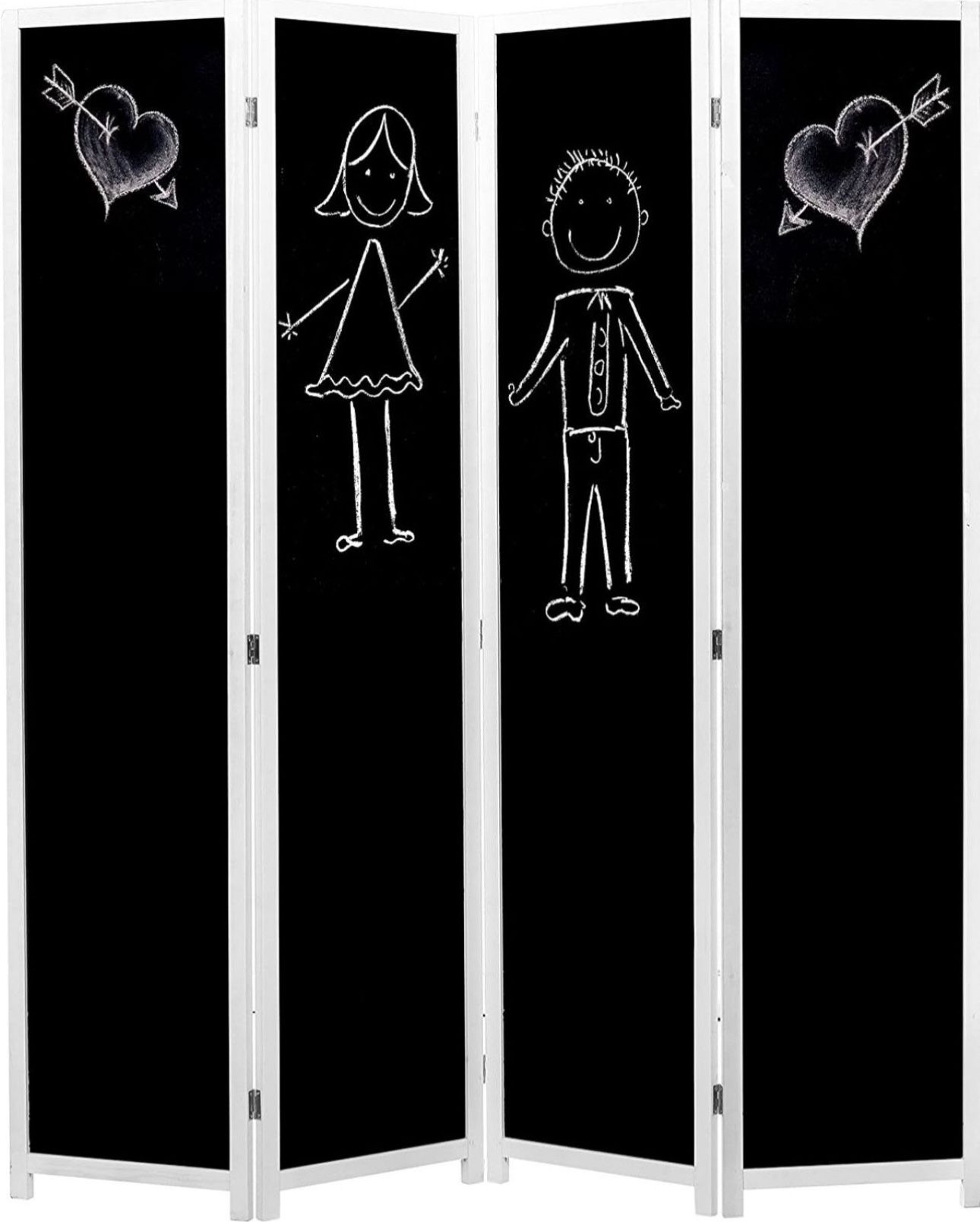 4 Panel Chalkboard Room Divider, Folding Writable Privacy Screen Furniture
