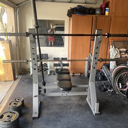 Weight Set With Bench And Squat Rack