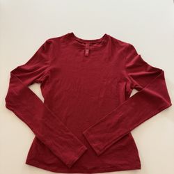 Skims Dark Red Long Sleeve Cotton Tee Size M