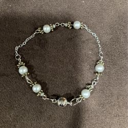 Gray Glass Pearls Homemade Bracelet