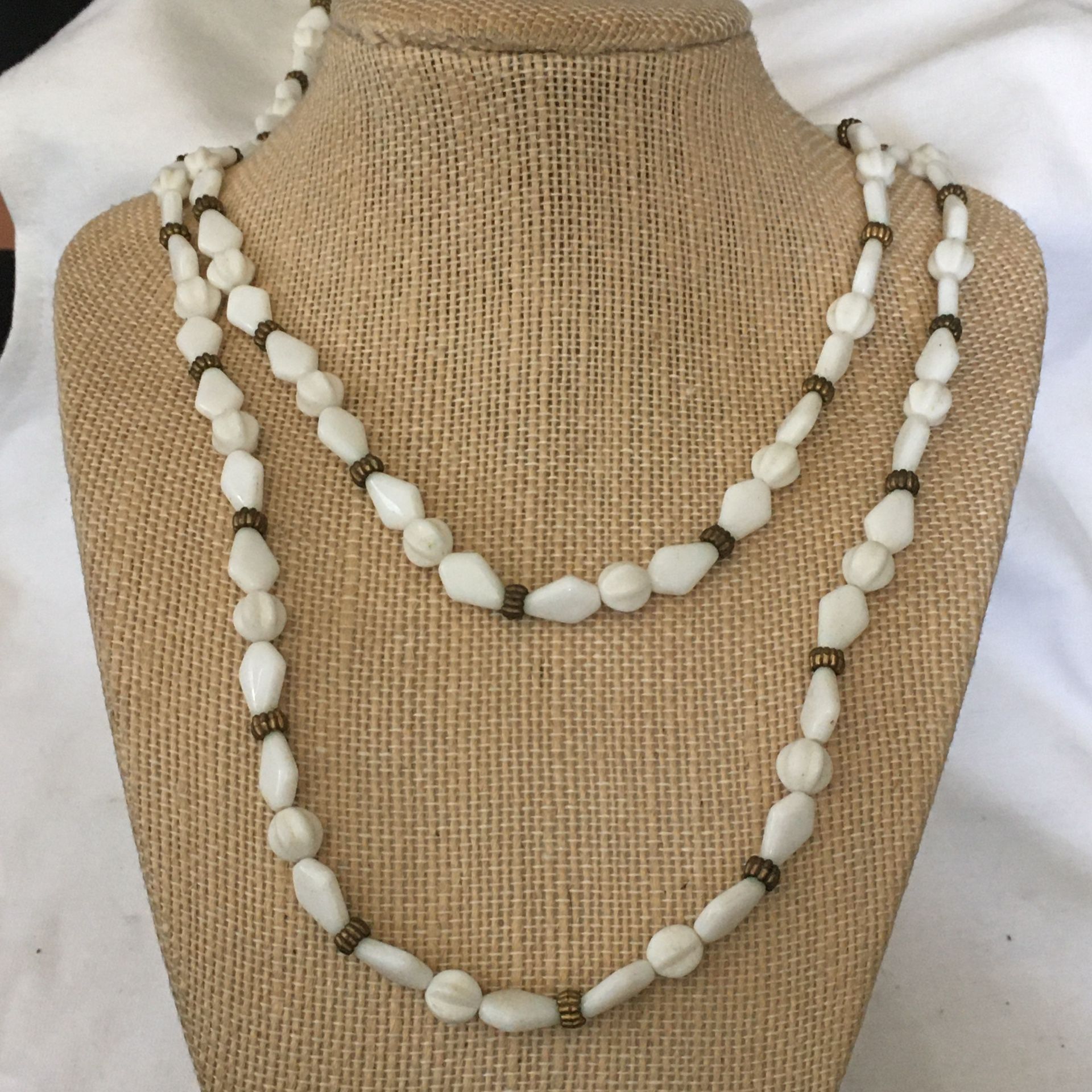 White glass beaded necklace