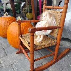 Scary Decrepit Baby Rocking Chair Complete With Spooky Doll