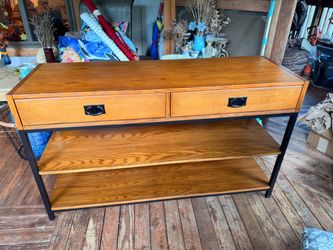 Wood and Metal Console Table with Drawers