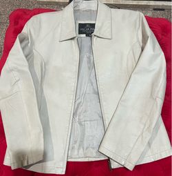 Creme vintage leather jacket