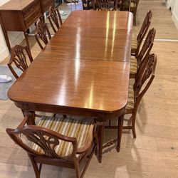 Elegant Mahogany dining Set- W/ Leaves chairs Buffet And china Cabinet 