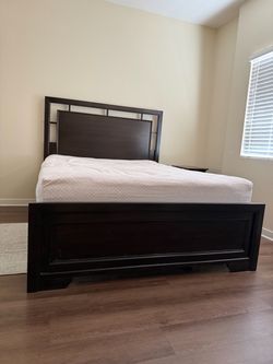 Queen Bed Frame Dark Brown