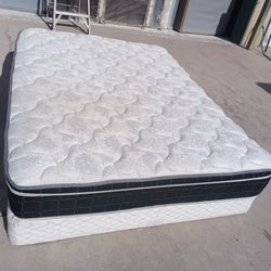 Queen pillowtop mattress and box spring