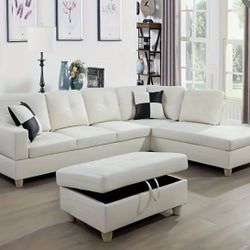 White Faux Leather 3 Piece Couches