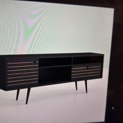 Mid-century Modern TV Stand: 71 Inch TV Stand With 4 Shelves, 1 Drawer 