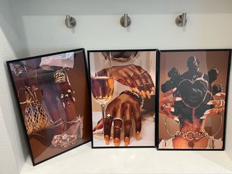 Set of 3 Fashion Black Woman Wall Art Prints | Modern African American Decor | 16”x12”