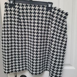 Jacque and Koko Together Women's  Houndstooth Skirt Plus Sz 22/24