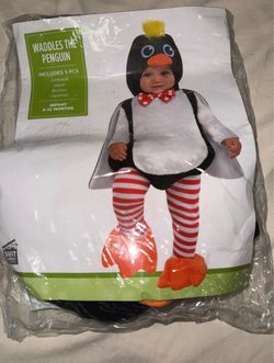 🐧 Waddles the Penguin Baby Halloween Costume 6–12 Months – 5 Piece