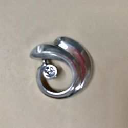 Sterling Silver .925 Modernist Pendant with CZ Diamond