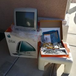 In Original Box Vintage Translucent Blue Apple iMac Desktop Computer