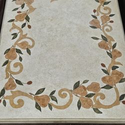 Marble pear fruit leaf inlaid stone kitchen table dining polished chrome pedesta
