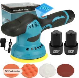 Cordless Car Buffer Polisher, 6 In Mini Buffer Polisher Kit with 2 Pack 12V Rechargeable Batteries